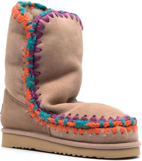 Mou Eskimo 24 contrast-stitch boots Brown