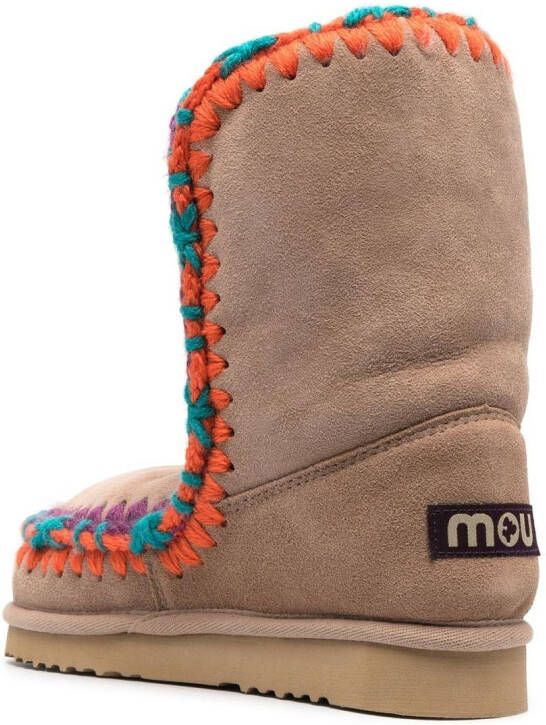 Mou Eskimo 24 contrast-stitch boots Brown