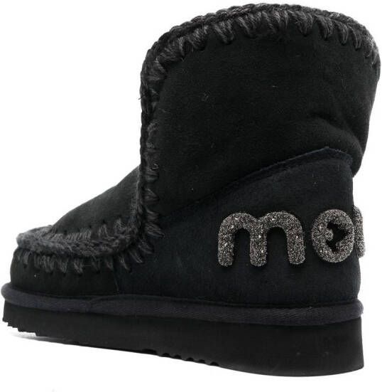 Mou Eskimo glitter logo ankle boots Black