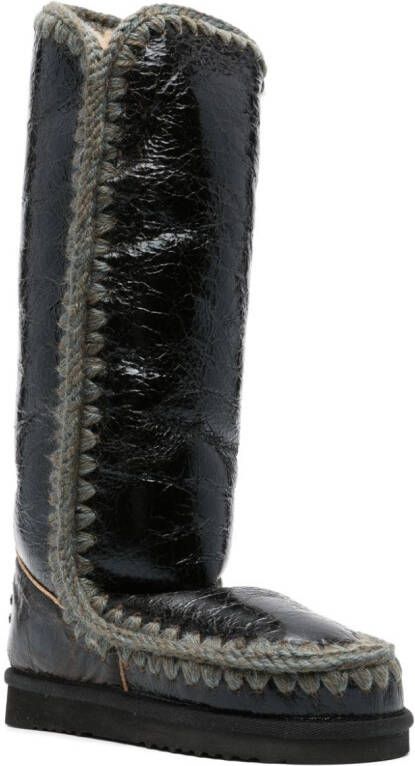 Mou Eskimo leather flat boots Black