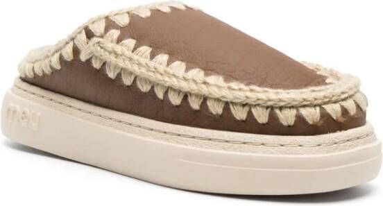 Mou Eskimo leather slippers Brown