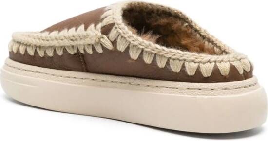 Mou Eskimo leather slippers Brown