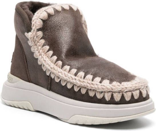 Mou Eskimo leather sneaker boots Brown