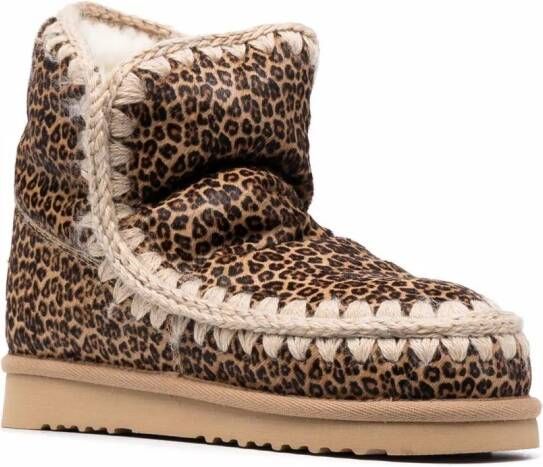 Mou Eskimo leopard-print boots Brown