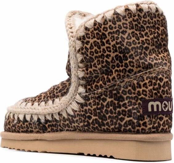 Mou Eskimo leopard-print boots Brown