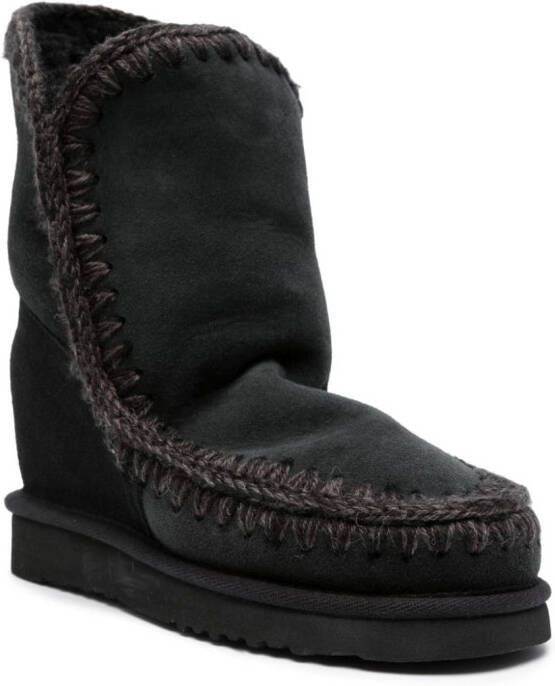 Mou Inner Wedge 100mm logo-plaque boots Black