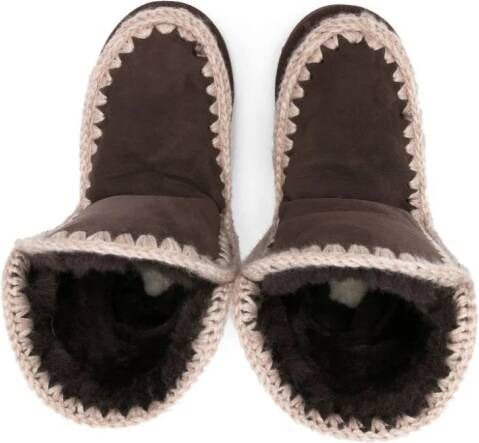 Mou Kids crochet-trim suede boots Brown