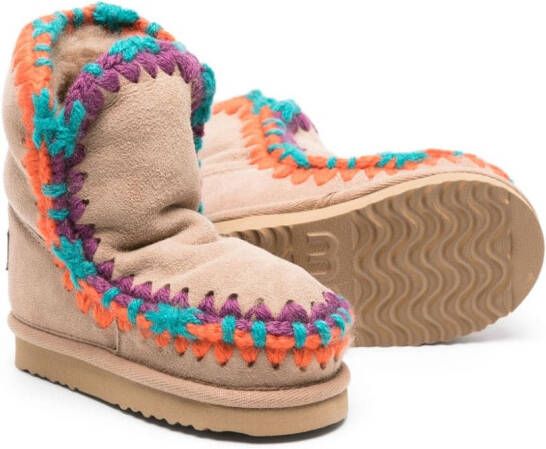 Mou Kids Eskimo contrast-stitching snow boots Neutrals