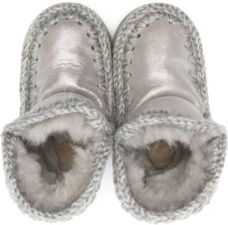 Mou Kids Eskimo metallic-sheen boots Silver