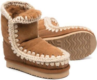 Mou Kids Eskimo Overstitching boots Brown