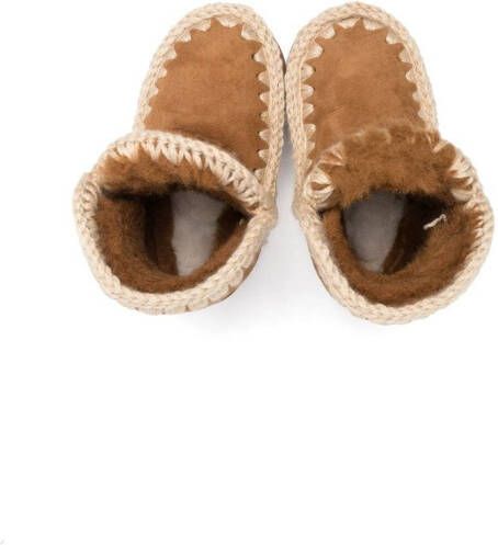 Mou Kids Eskimo Overstitching boots Brown