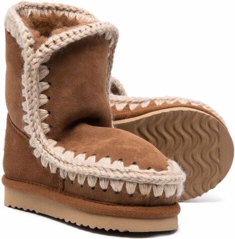 Mou Kids Eskimo shearling boots Brown