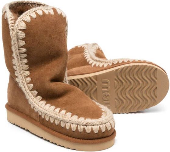 Mou Kids Eskimo suede ankle boots Brown