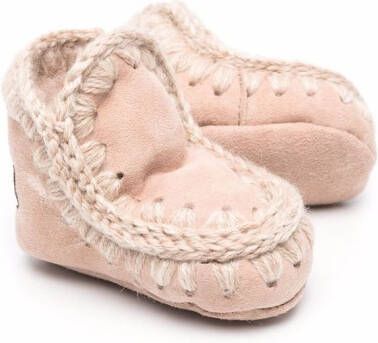 Mou Kids knitted border boots Pink