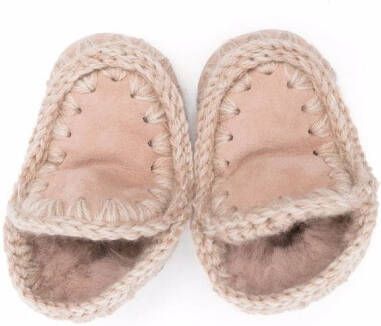 Mou Kids knitted border boots Pink