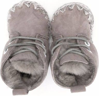 Mou Kids knitted stitch detail boots Grey