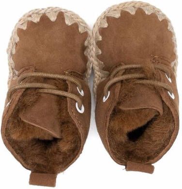 Mou Kids lace-up suede boots Brown
