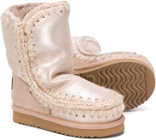 Mou Kids metallic sheen eskimo boots Pink