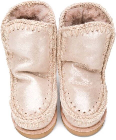 Mou Kids metallic sheen eskimo boots Pink