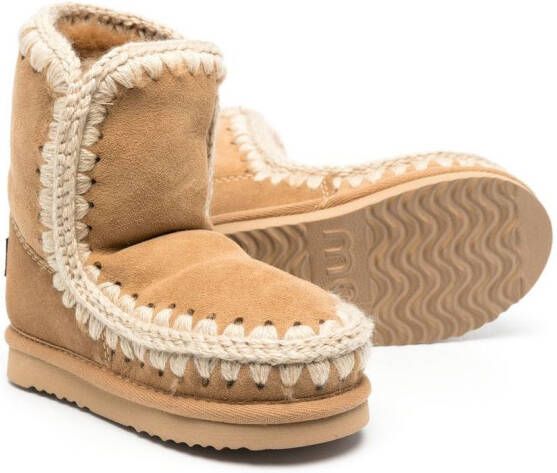 Mou Kids shearling-lined ankle boots Brown