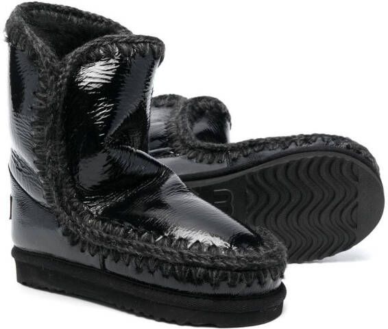 Mou Kids shearling-lined leather boots Black
