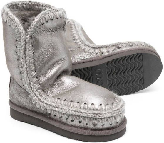 Mou Kids shearling-lined leather boots Grey