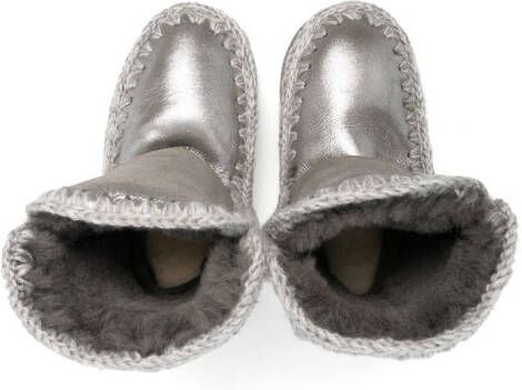 Mou Kids shearling-lined leather boots Grey