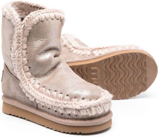 Mou Kids shearling-lined leather boots Pink