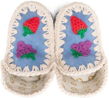 Mou Kids Summer Eskimo crochet-detailing boots Blue