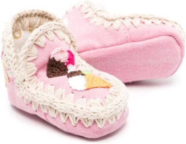 Mou Kids Summer Eskimo crochet-detailing boots Pink