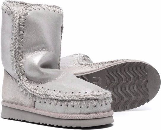 Mou Kids TEEN Eskimo shearling boots Silver