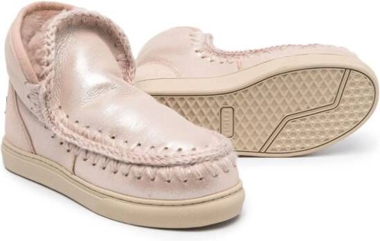 Mou Kids whipstitch-detail ankle boots Pink