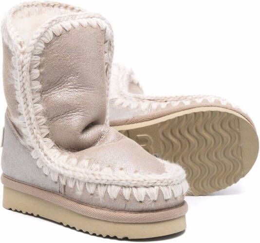 Mou Kids whipstitch-detail boots Neutrals