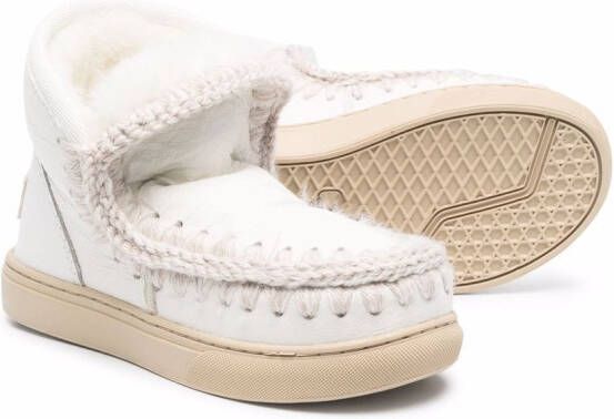 Mou Kids whipstitch-detail boots White