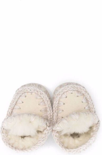 Mou Kids whipstitch leather boots Neutrals