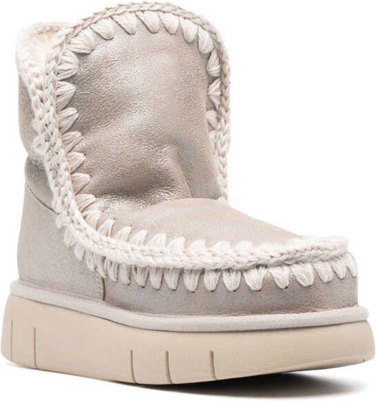 Mou logo-patch chunky boots Silver