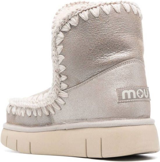 Mou logo-patch chunky boots Silver