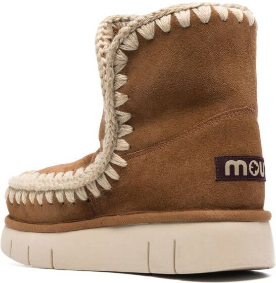 Mou logo-patch slip-on boots Brown