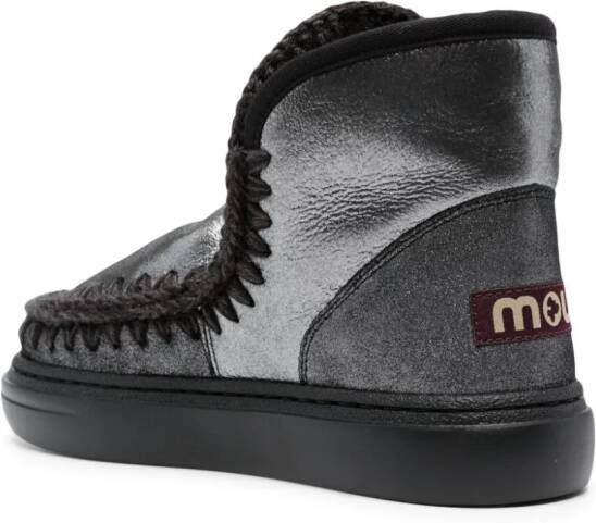 Mou logo-patch slip-on boots Silver