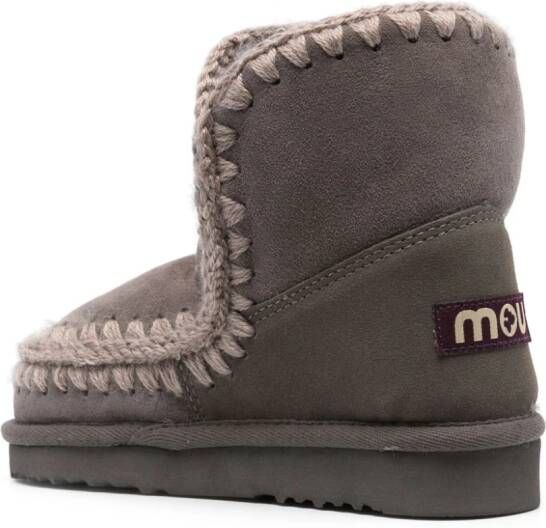 Mou logo-patch suede ankle boots Grey