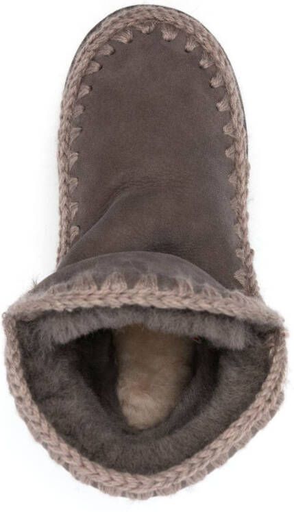 Mou logo-patch suede ankle boots Grey