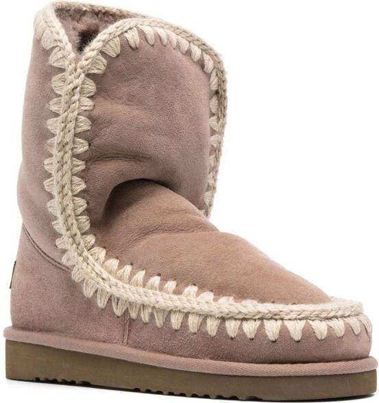 Mou logo-patch suede boots Neutrals