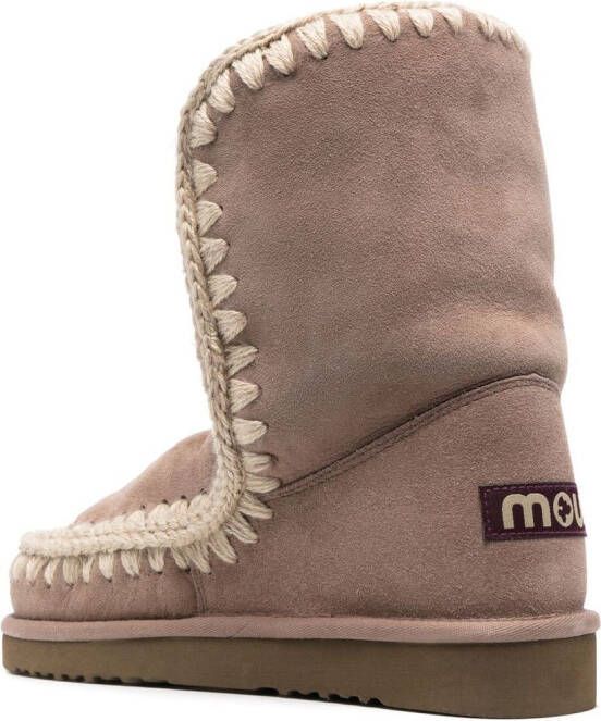 Mou logo-patch suede boots Neutrals