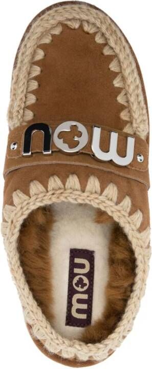 Mou logo-plaque chunky slippers Brown