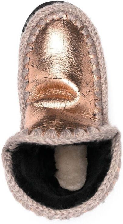 Mou metallic sheepskin ankle boots Brown