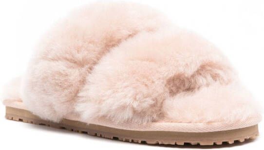 Mou open-toe shearling slides Pink