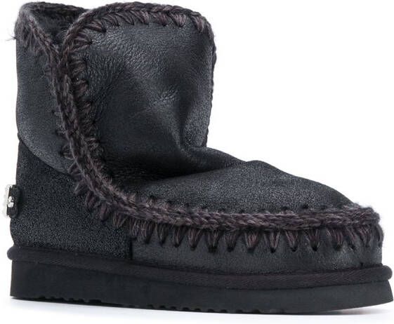 Mou rhinestone-logo boots Black