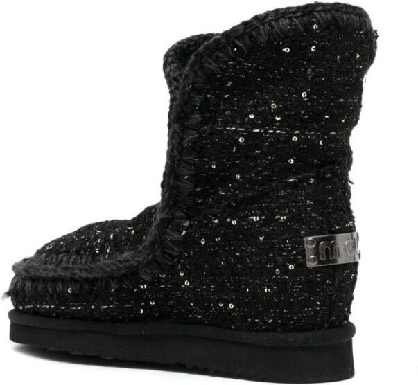 Mou sequin-embellished tweed boots Black