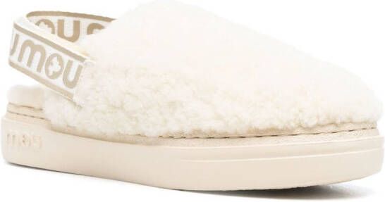 Mou shearling slingback-strap slippers Neutrals