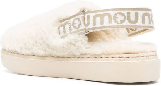 Mou shearling slingback-strap slippers Neutrals